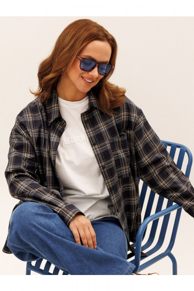 Брюки, рубашка Liona Style 955 клетка-синий - фото 3