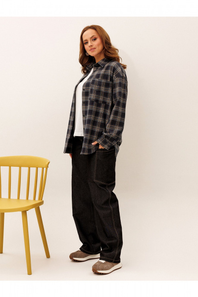 Брюки, рубашка Liona Style 955 клетка-черный - фото 1