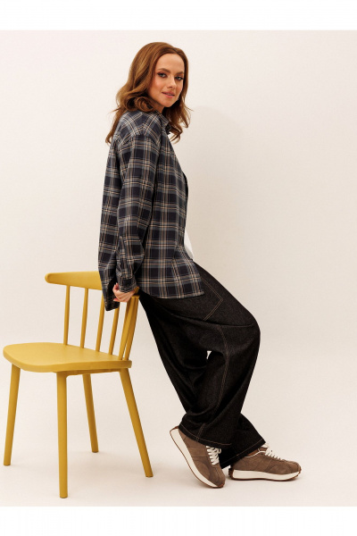 Брюки, рубашка Liona Style 955 клетка-черный - фото 2