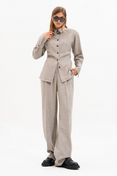 Блуза SILVERSPICE S-7524 серо-бежевый - фото 1