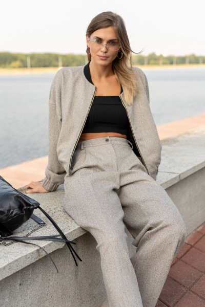 Жакет SILVERSPICE S-2531 серо-бежевый - фото 7