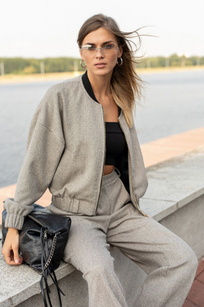 Жакет SILVERSPICE S-2531 серо-бежевый - фото 6