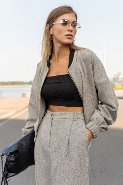 Жакет SILVERSPICE S-2531 серо-бежевый - фото 5