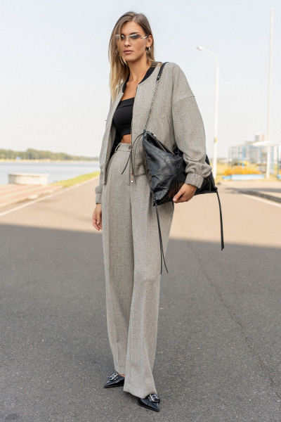 Жакет SILVERSPICE S-2531 серо-бежевый - фото 4