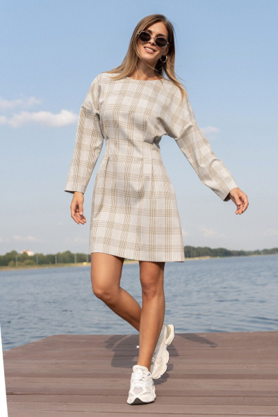 Платье SILVERSPICE S-5536 клетка_серо-голубой - фото 6