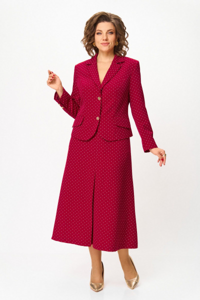 Жакет, юбка Svetlana-Style 2140 бордовый_горох - фото 1