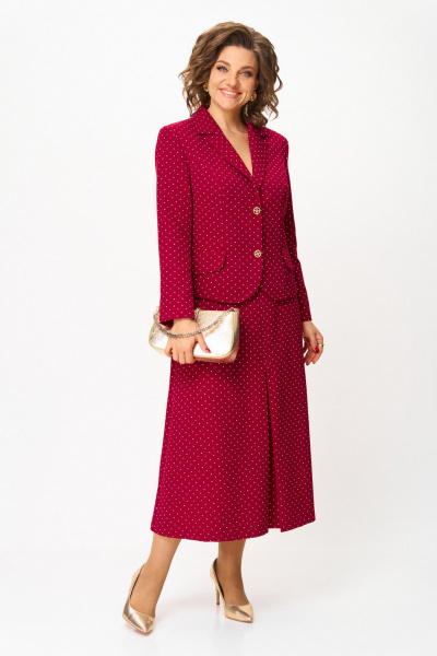 Жакет, юбка Svetlana-Style 2140 бордовый_горох - фото 2