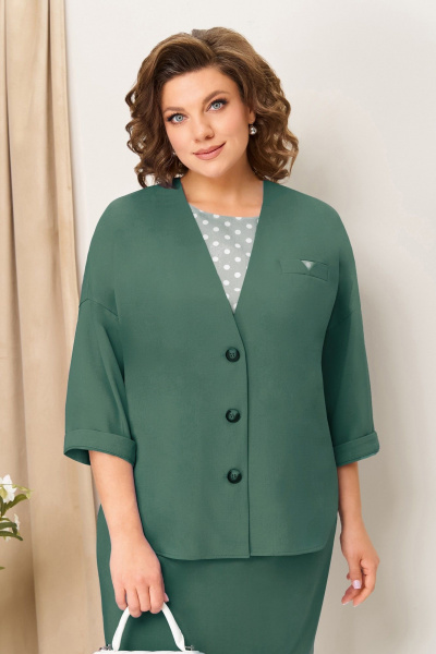 Блуза, жакет, юбка VOLNA 1428 хвойно-зеленый - фото 3