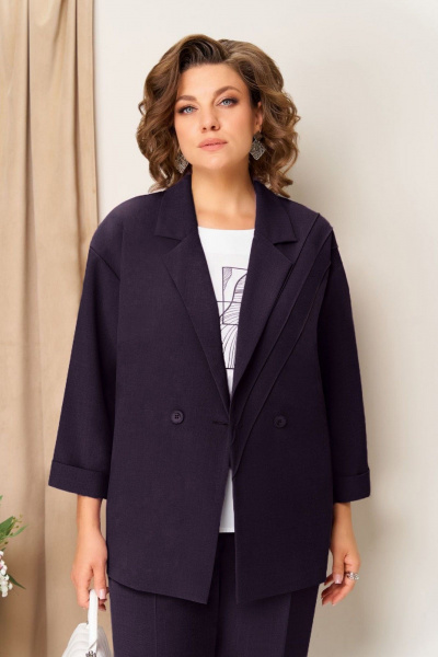 Блуза, брюки, жакет VOLNA 1429 баклажан - фото 3