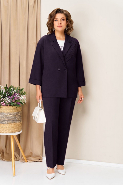 Блуза, брюки, жакет VOLNA 1429 баклажан - фото 1