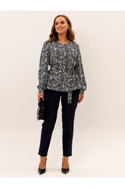 Блуза Liona Style 957 темно-синий_белый - фото 2