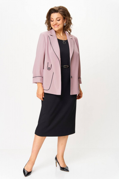 Жакет, платье Karina deLux M-1382 розовый/черный - фото 2