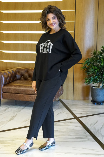 Блуза, брюки Alani Collection 2418 черный - фото 3