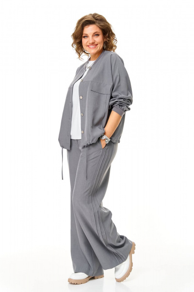 Брюки, бомбер, топ Karina deLux M-1368 серый - фото 4