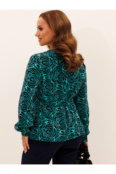 Блуза Liona Style 957 темно-синий_бирюза - фото 3