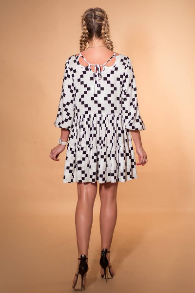 Белое летнее платье из вискозы с фигурным вырезом на спине Avila 0845 белый - фото 2