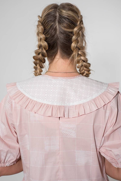 Розовое платье на лето с съемным воротником и классной посадкой Avila 0849 пудровый - фото 5