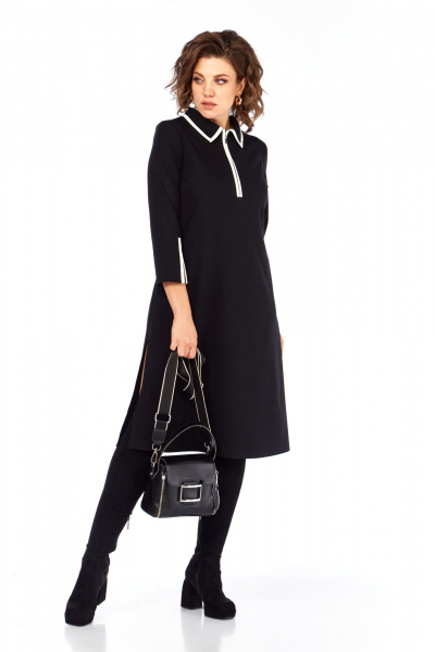 Платье Ольга Стиль С-971 черный-белый - фото 5