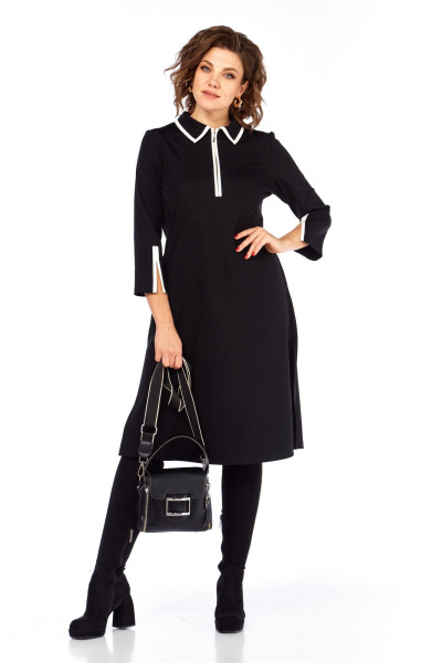 Платье Ольга Стиль С-971 черный-белый - фото 2