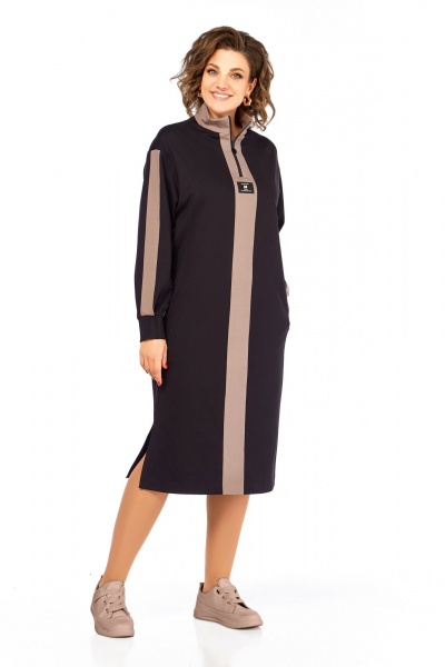 Платье Ольга Стиль С-972 черно-коричневый - фото 8