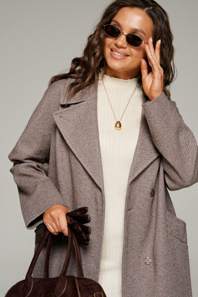 Пальто Beautiful&Free 7024 кофейный - фото 7