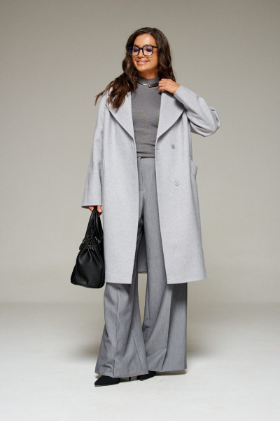Пальто Beautiful&Free 7024 светло-серый - фото 7