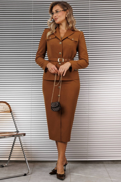 Жакет, юбка Мода Юрс 25-2935 кэмел - фото 2