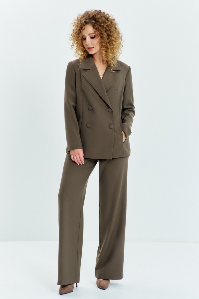 Брюки, жакет Euromoda 624 хаки - фото 1