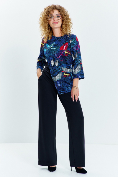 Брюки, джемпер Euromoda 626 черный/мультиколор - фото 1