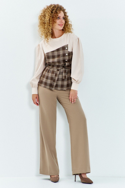 Блуза, брюки Euromoda 627/1 бежевый - фото 2