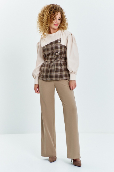 Блуза, брюки Euromoda 627/1 бежевый - фото 1