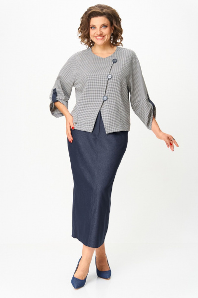 Жакет, юбка Michel chic 1422/1 темно-синий_клетка - фото 2