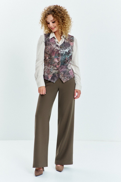 Брюки, жилет Euromoda 628 хаки/мультиколор - фото 1