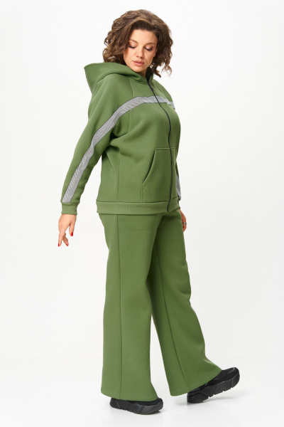 Костюм спортивный брюки худи больших размеров Michel chic 1356/2 хаки - фото 4