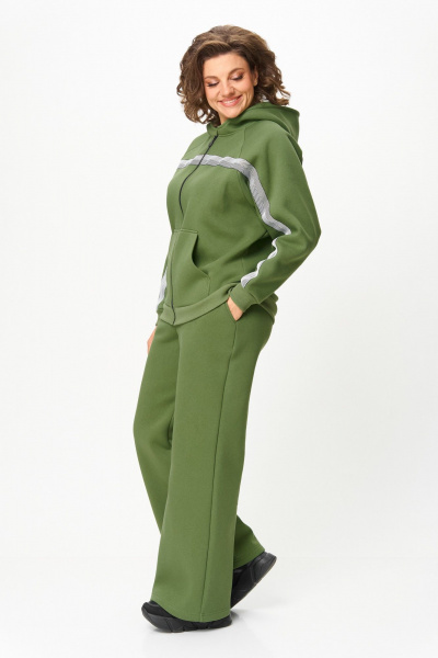 Костюм спортивный брюки худи больших размеров Michel chic 1356/2 хаки - фото 3