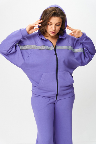 Костюм спортивный брюки худи больших размеров Michel chic 1356/2 лаванда - фото 6