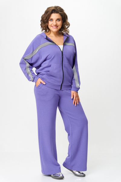 Костюм спортивный брюки худи больших размеров Michel chic 1356/2 лаванда - фото 2