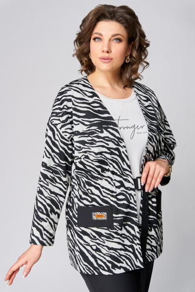 Брюки, жакет, топ Мишель стиль 1100-2 черно-молочный - фото 8