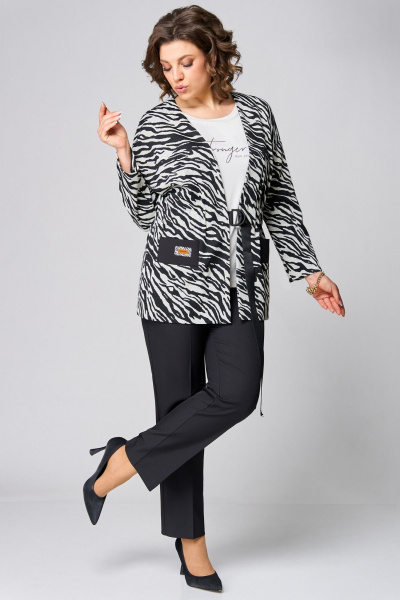 Брюки, жакет, топ Мишель стиль 1100-2 черно-молочный - фото 7