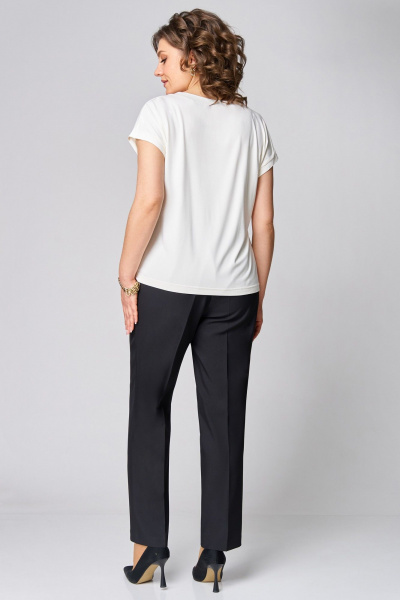 Брюки, жакет, топ Мишель стиль 1100-2 черно-молочный - фото 4