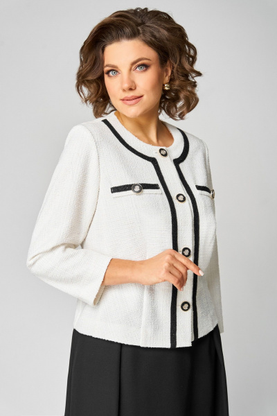 Жакет, юбка Мишель стиль 1323 бело-черный - фото 5