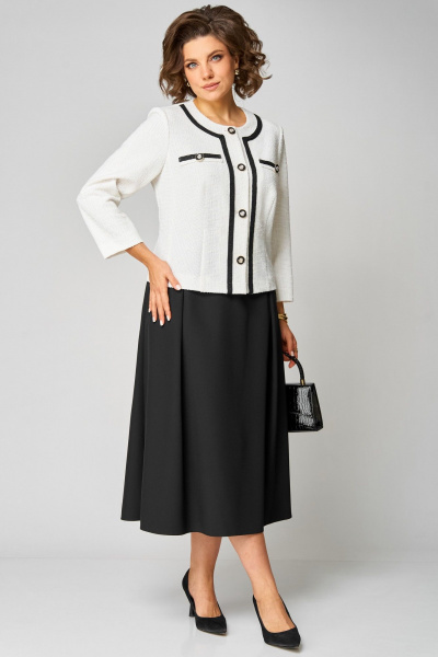Жакет, юбка Мишель стиль 1323 бело-черный - фото 2