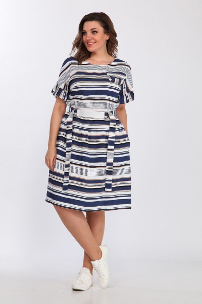 Платье Lady Style Classic 2294 синий+молоко - фото 3