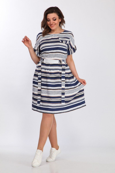 Платье Lady Style Classic 2294 синий+молоко - фото 2