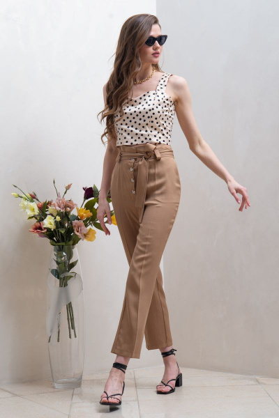 Классические укороченные брюки из текстиля Condra 14050 медный - фото 2
