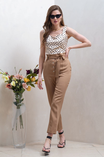 Классические укороченные брюки из текстиля Condra 14050 медный - фото 1