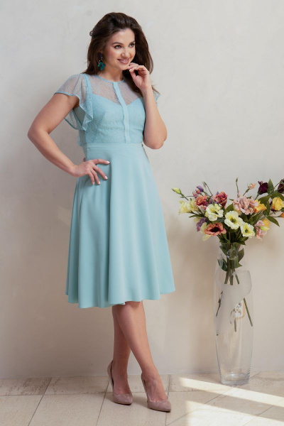 Платье нарядное из текстиля Круглогодичное Condra 4319 мятный - фото 3