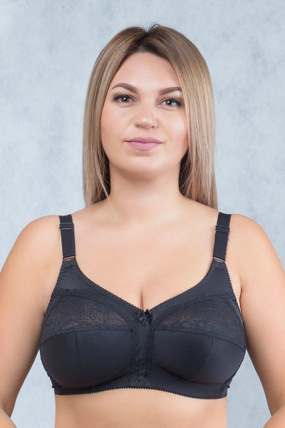 Бюстгальтер из кружево и трикотажа черного цвета Verally 213-5 черный - фото 1
