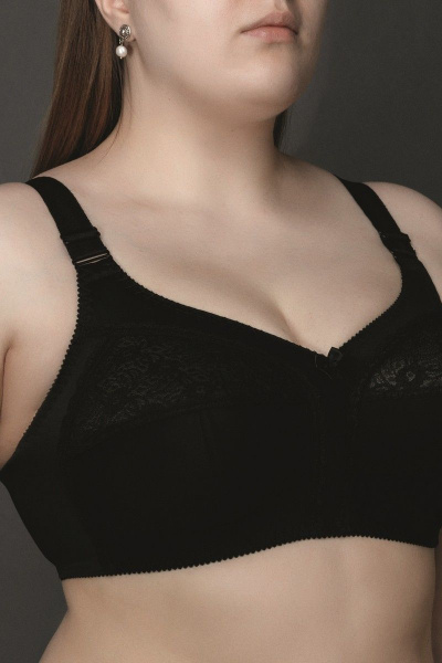 Бюстгальтер из кружево и трикотажа черного цвета Verally 213-5 черный - фото 3