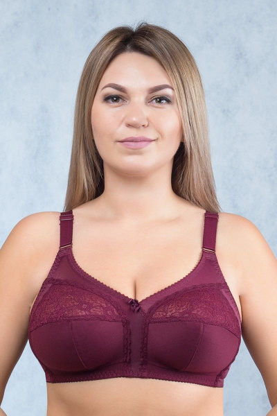 Бюстгальтер из кружева и трикотажа красного цвета Verally 213-6 бургундское_вино - фото 1